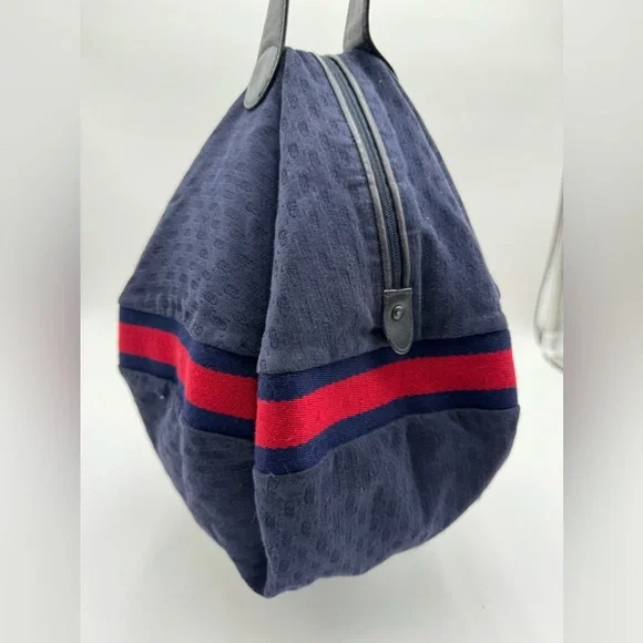 Gucci-Authentic-Vintage Micro G Denim Canvas Bubble Bag w Pouch -Rare UNICORN!! - Picture 1 of 14